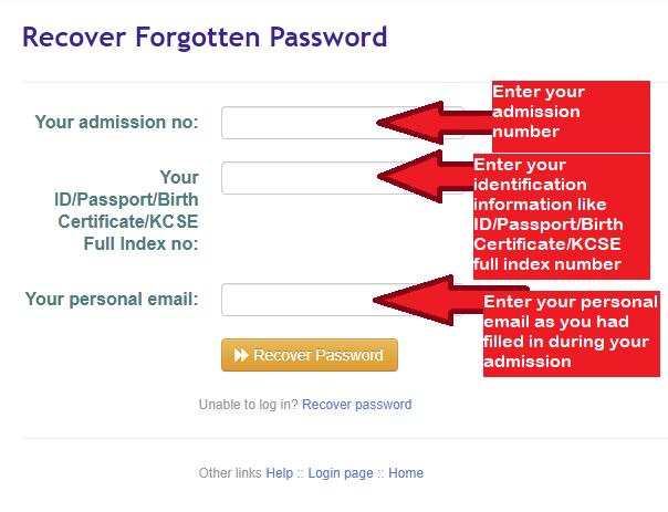 login page