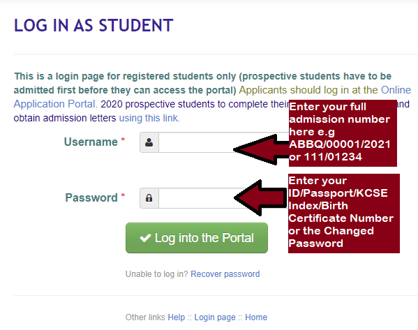 login page